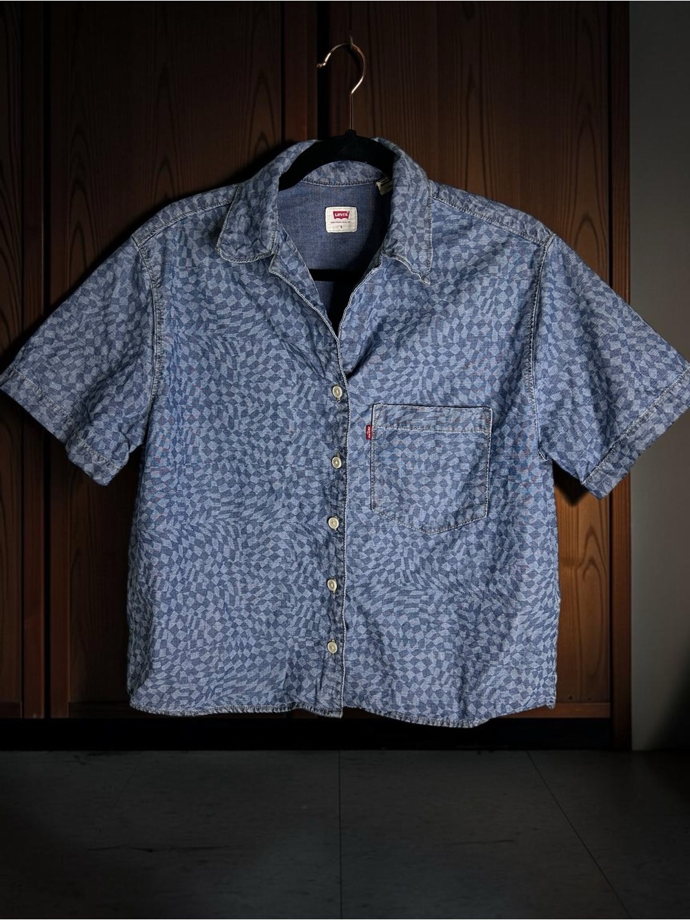Levi's Light Blue Short-Sleeve Geometric Button-Down Shirt